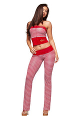 BLARE FOLDOVER TRACKPANT - RED AND BLUE STRIPE