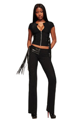 ISELDA FRINGE PANT - BLACK