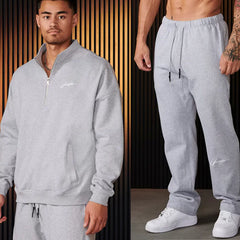 Autumn and winter European and American YoungLa sports fitness suit men's casual hooded sweatshirt and pants two-piece set cross-border foreign trade
