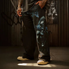 American style trendy YOONGLA fitness straight leg pants, European and American jogging casual wide leg looped cotton loose pants