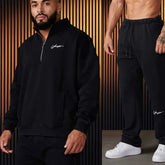 Autumn and winter European and American YoungLa sports fitness suit men's casual hooded sweatshirt and pants two-piece set cross-border foreign trade