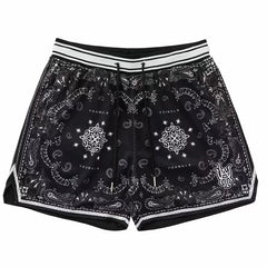 Summer New Retro American Cashew Flower Shorts for Men and Women's Fitness Running Sports Basketball Pants Over Knee Quarters