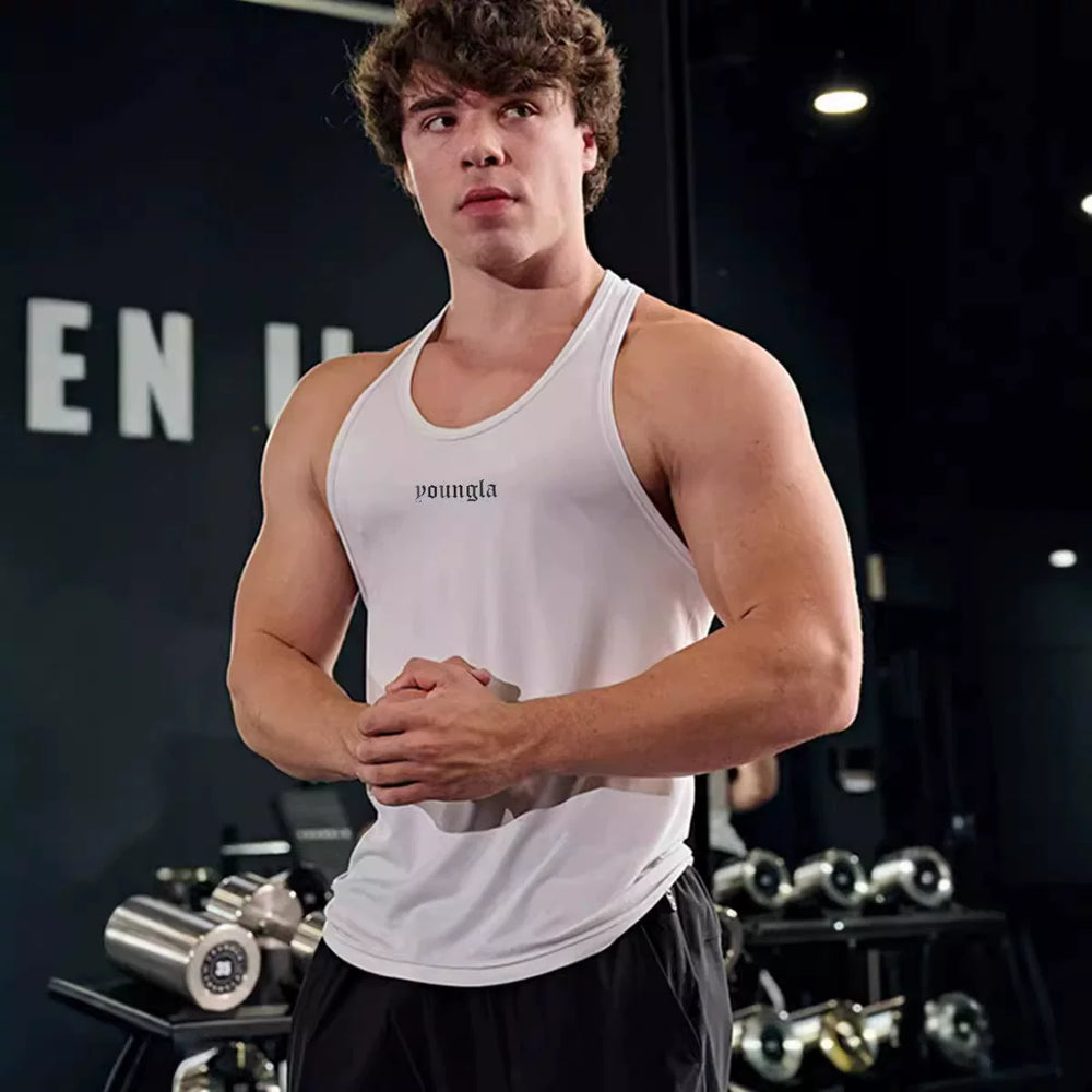 New summer running sleeveless vest, casual, breathable, elastic, muscle fitness, iron top, cross-border foreign trade