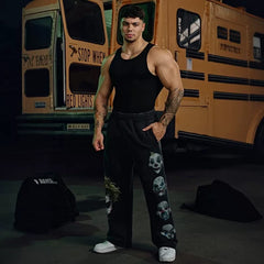 American fashion brand YOUNG LA sports pants for men and women's fitness training printed casual straight leg pants