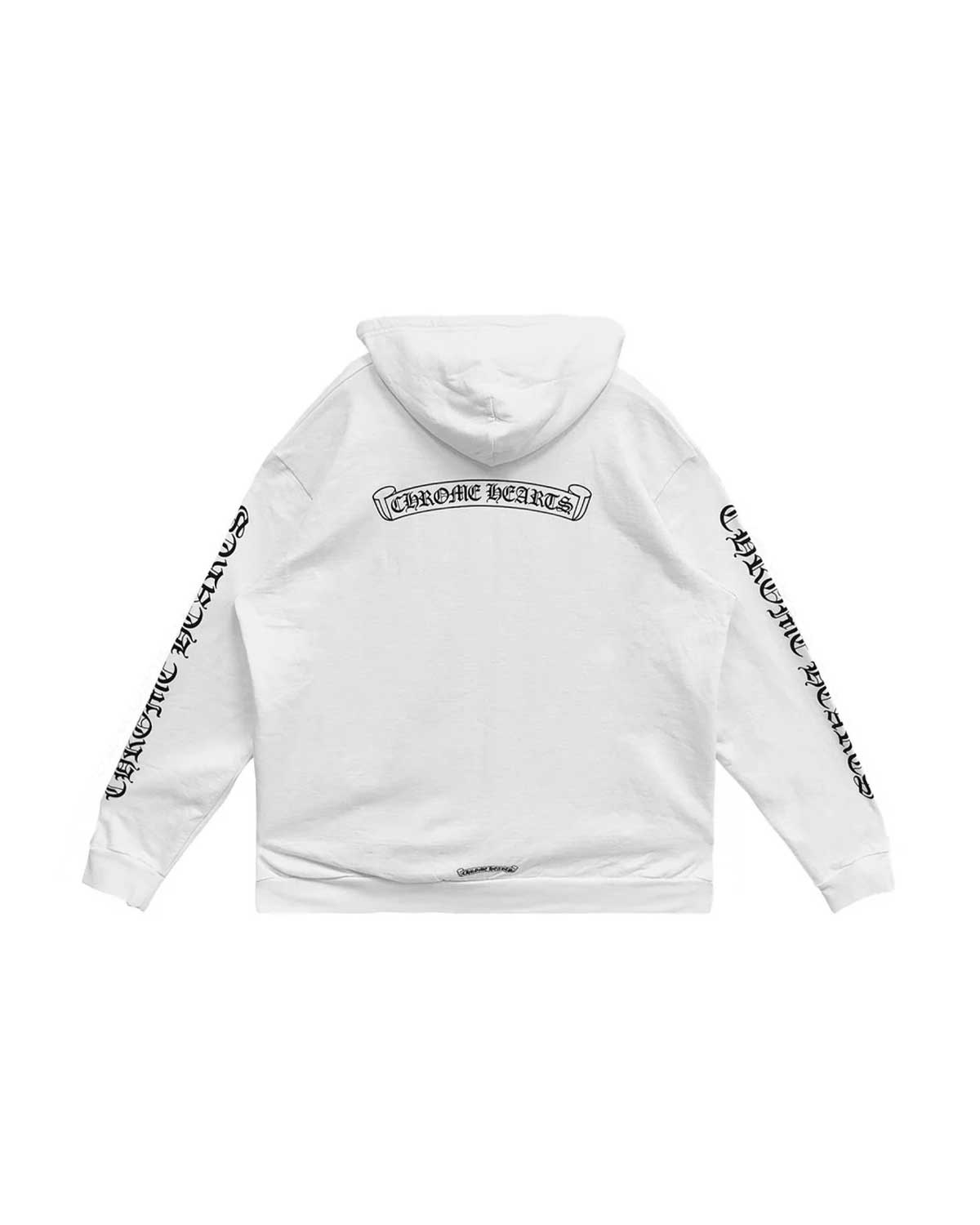 Chrome Hearts Scroll Logo Zip Up Hoodie White/Black