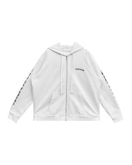 Chrome Hearts Scroll Logo Zip Up Hoodie White/Black