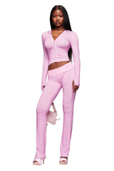 BLARE FOLDOVER TRACKPANT - LIGHT PINK STRIPE