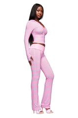 BLARE FOLDOVER TRACKPANT - LIGHT PINK STRIPE