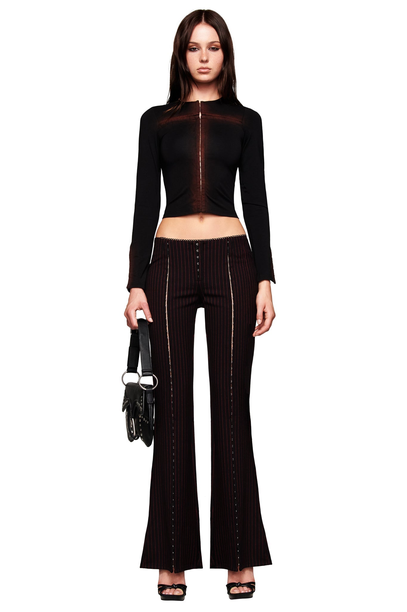 RONAN PANT - BLACK AND RED PINSTRIPE