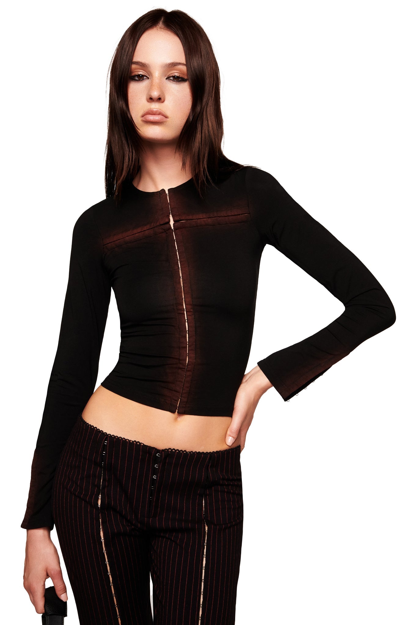 RONAN PANT - BLACK AND RED PINSTRIPE