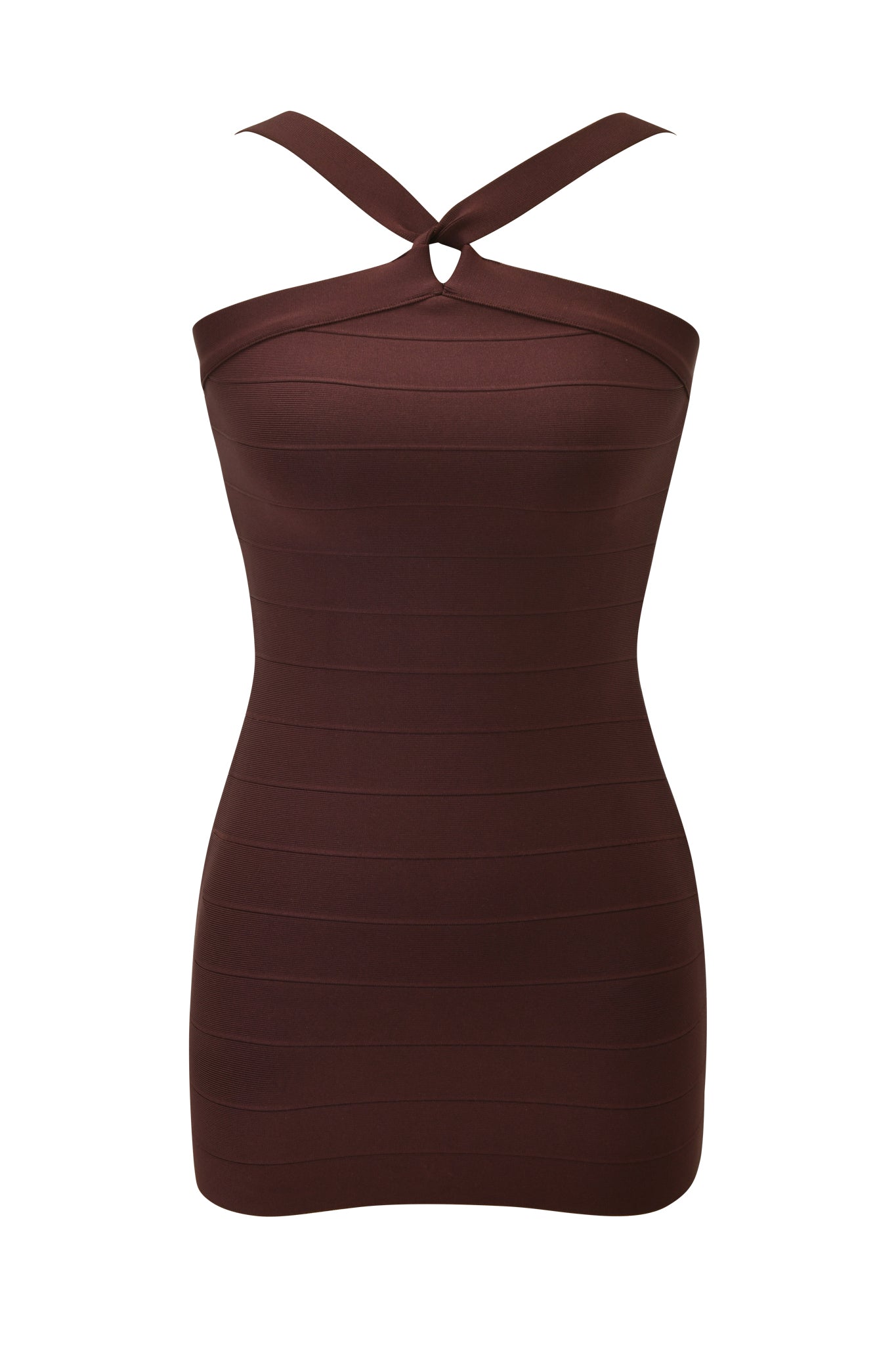 VESPERA BANDAGE MINI DRESS - BROWN