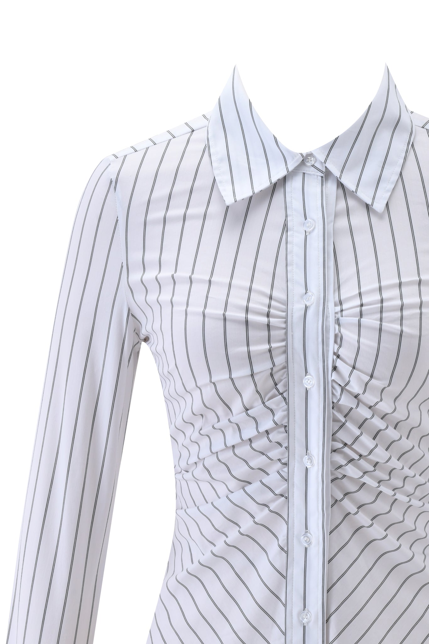 MONICA PINSTRIPE SHIRT - WHITE BLACK STRIPE