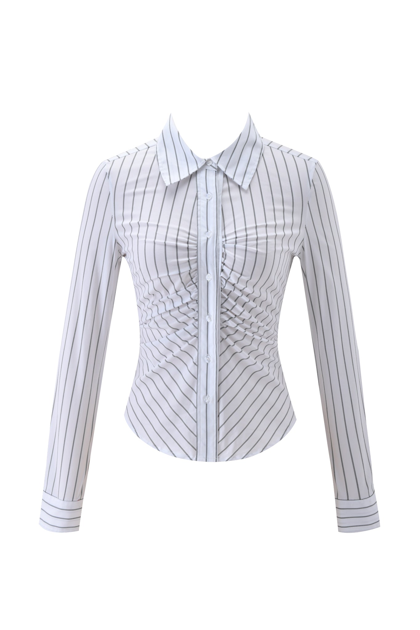 MONICA PINSTRIPE SHIRT - WHITE BLACK STRIPE