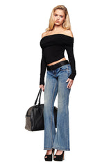 VEYRA LONG SLEEVE TOP - BLACK