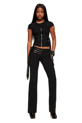 ISELDA FRINGE TOP - BLACK