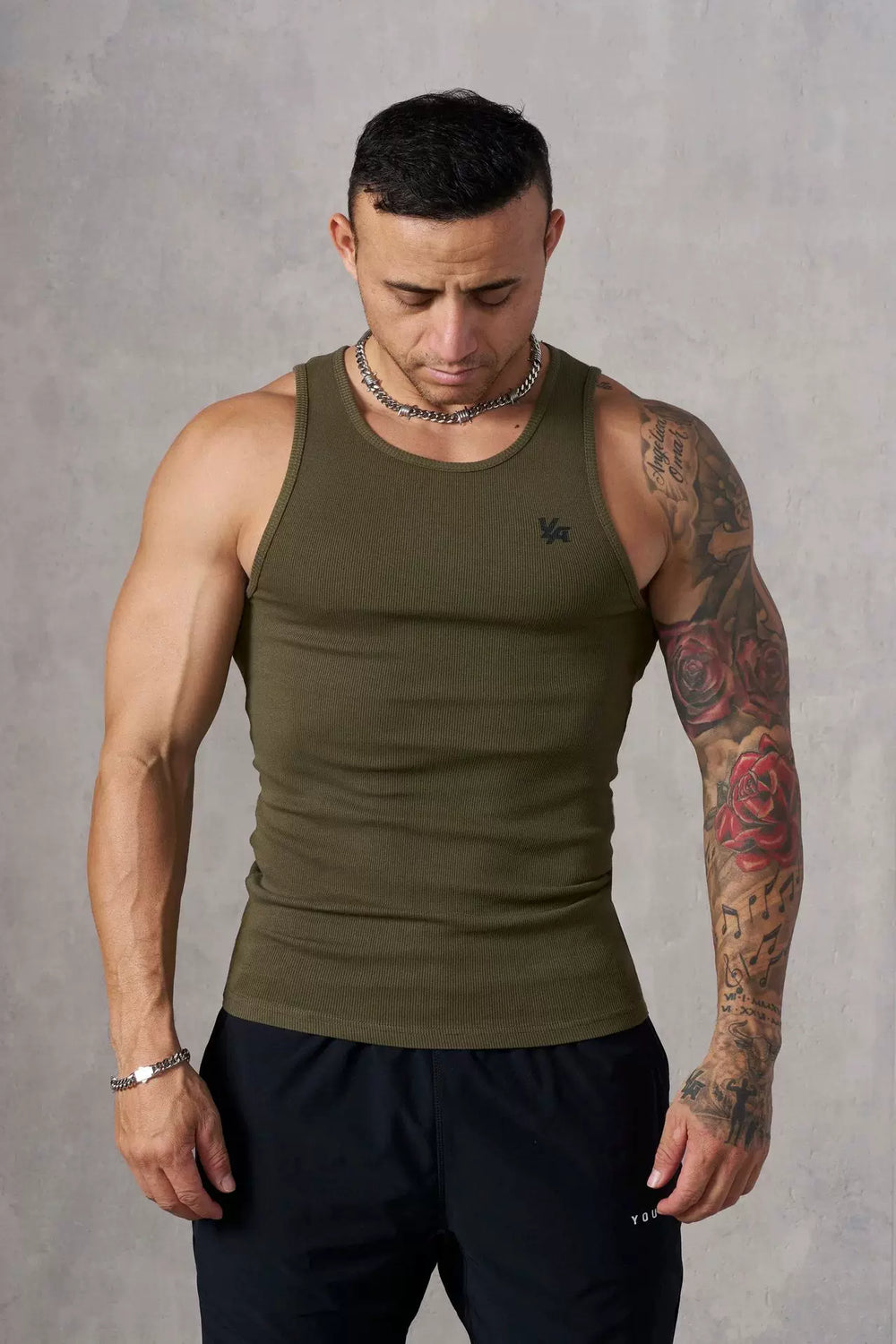 European and American trendy brand YOUNG LA new knitted ice silk ribbed sports fitness vest, running basketball training top