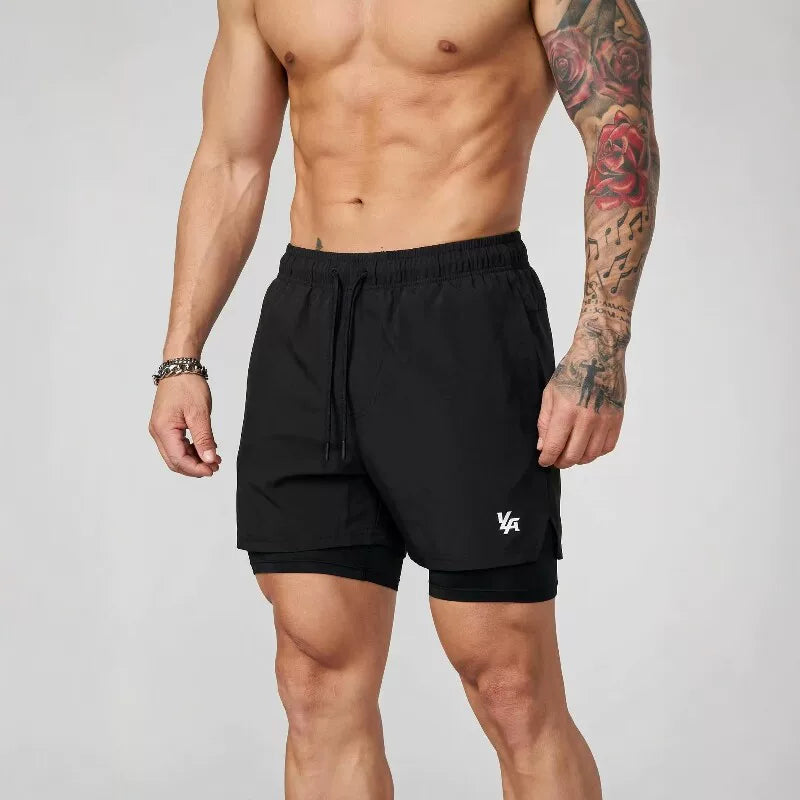 American fashion brand YOONGLA camouflage sports double-layer shorts for fitness training, basketball running, casual lining shorts