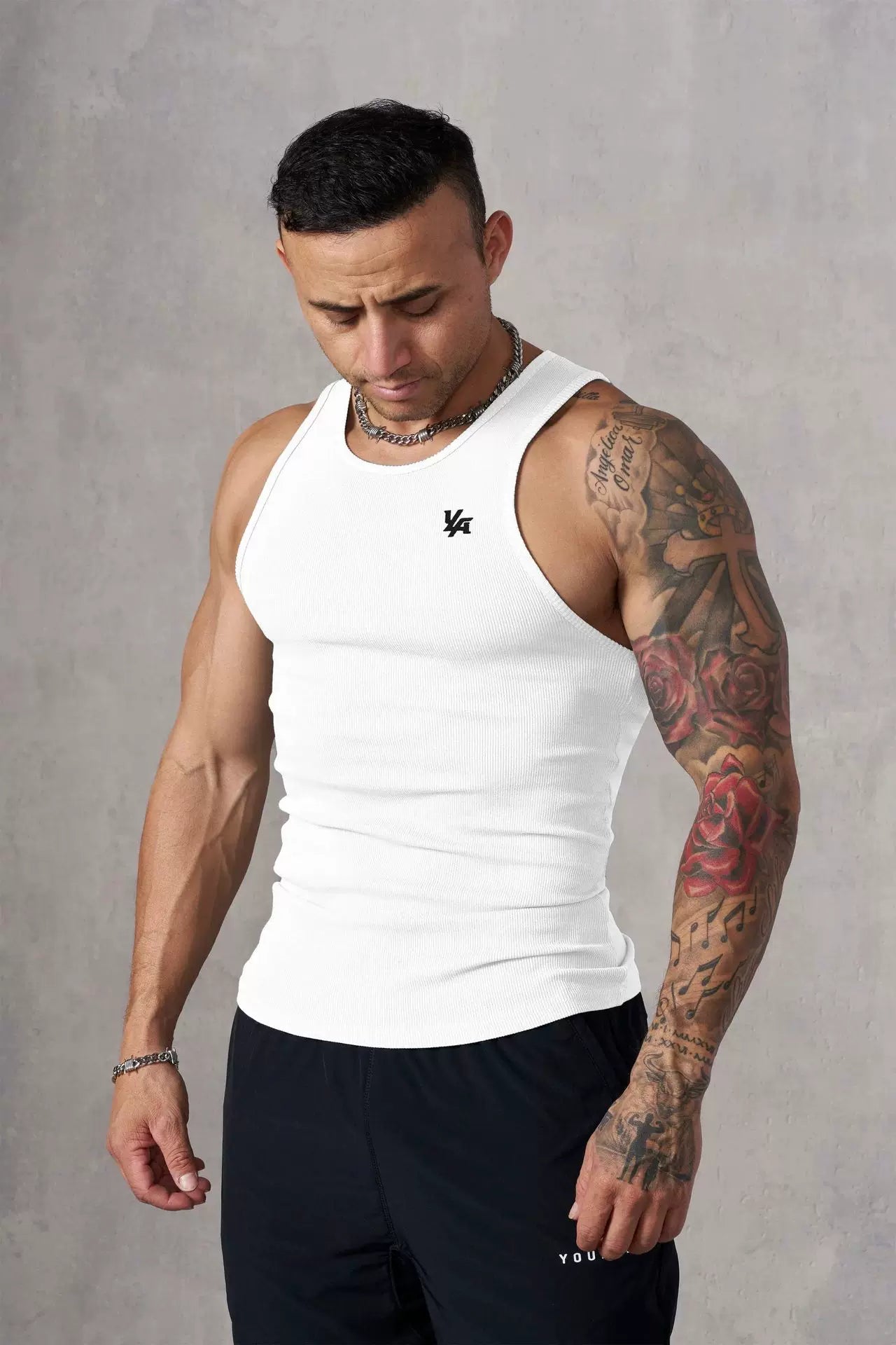 European and American trendy brand YOUNG LA new knitted ice silk ribbed sports fitness vest, running basketball training top