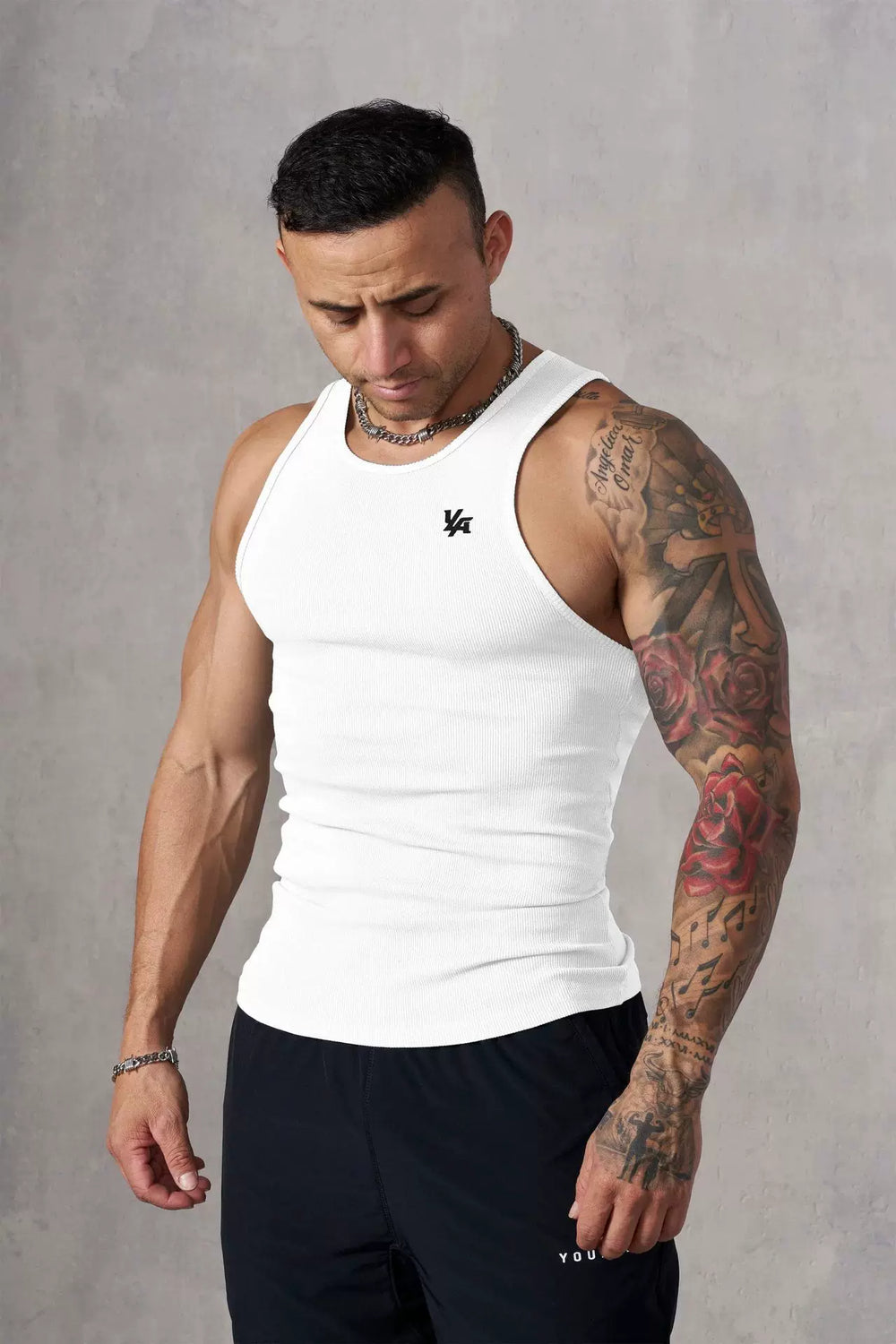 European and American trendy brand YOUNG LA new knitted ice silk ribbed sports fitness vest, running basketball training top