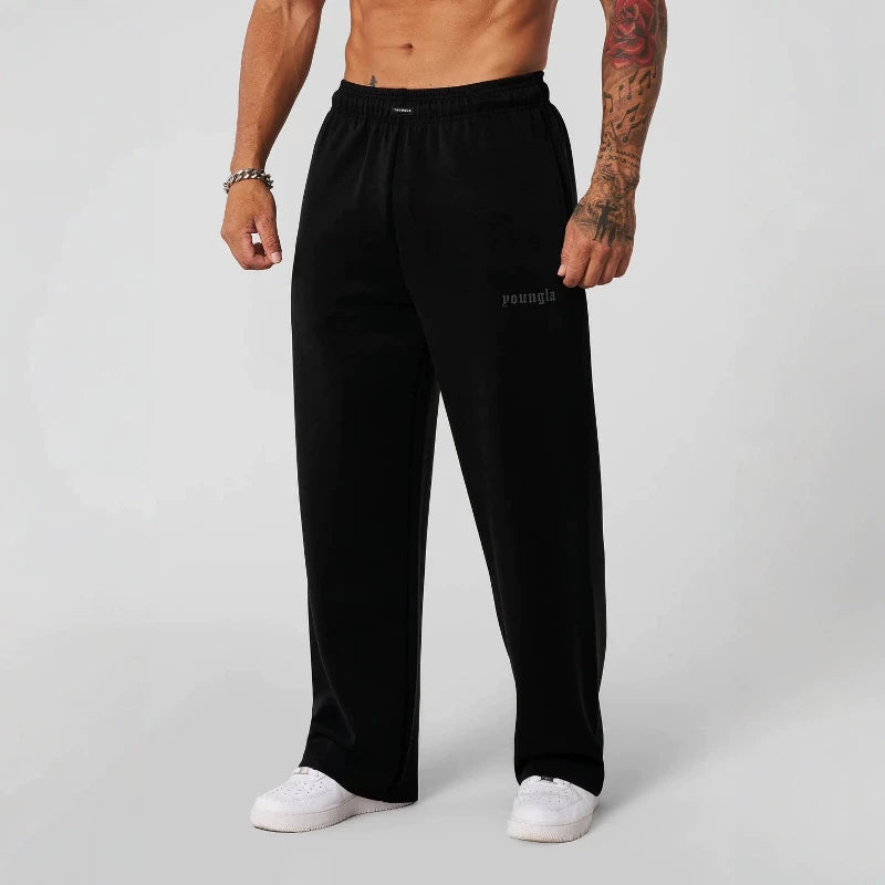 American fashion brand YOUNG LA sports wide leg straight leg sweatpants, versatile fitness printed casual pants, cross-border foreign trade