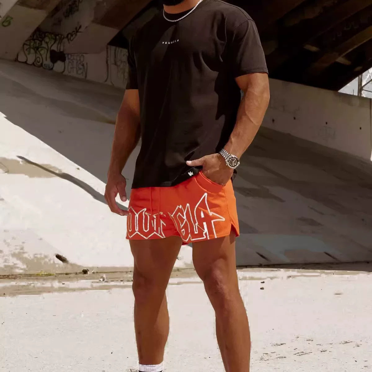 Summer New American Trendy Brand YoungLa Fitness Running Shorts Casual Basketball Shorts Cross border Foreign Trade