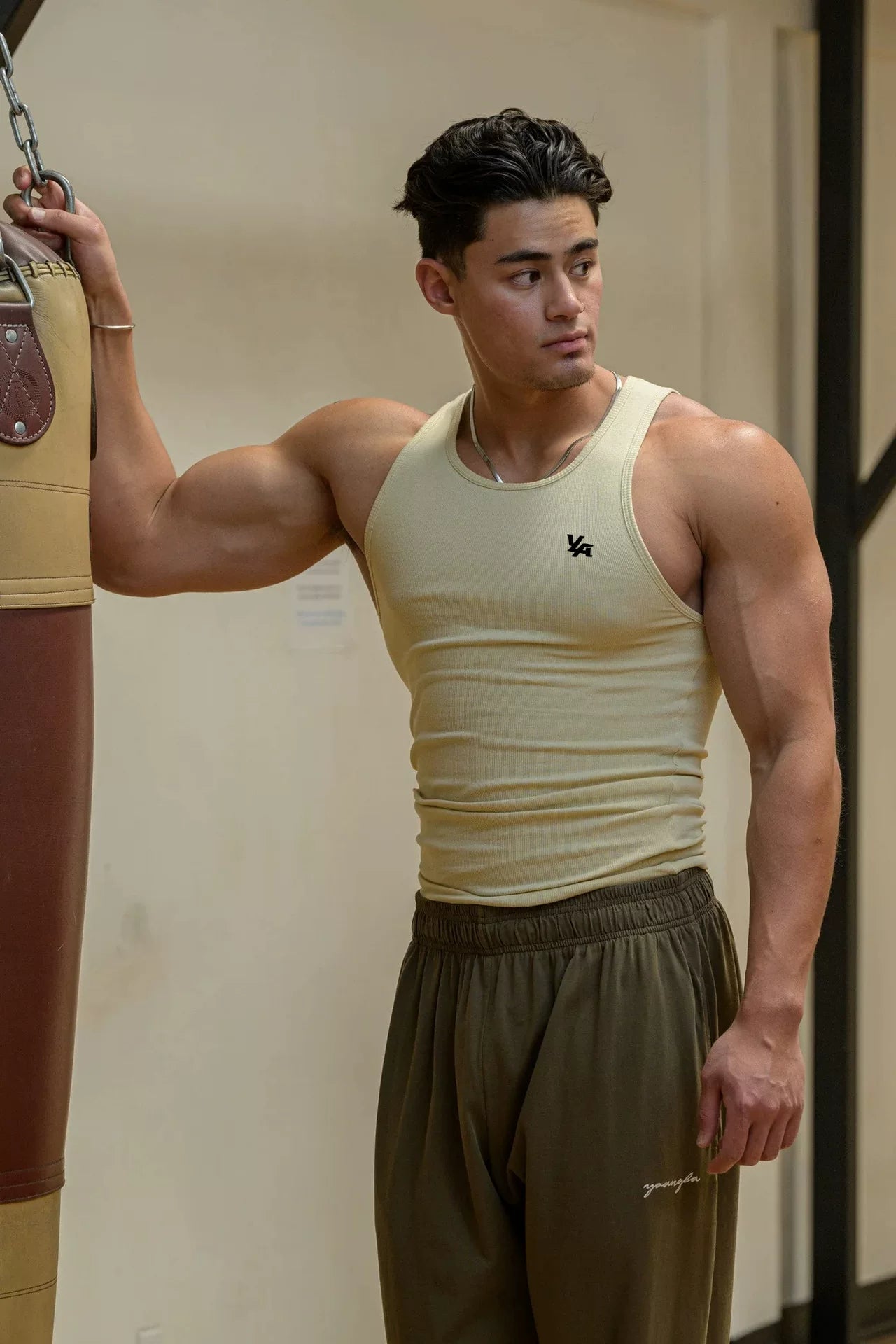 European and American trendy brand YOUNG LA new knitted ice silk ribbed sports fitness vest, running basketball training top