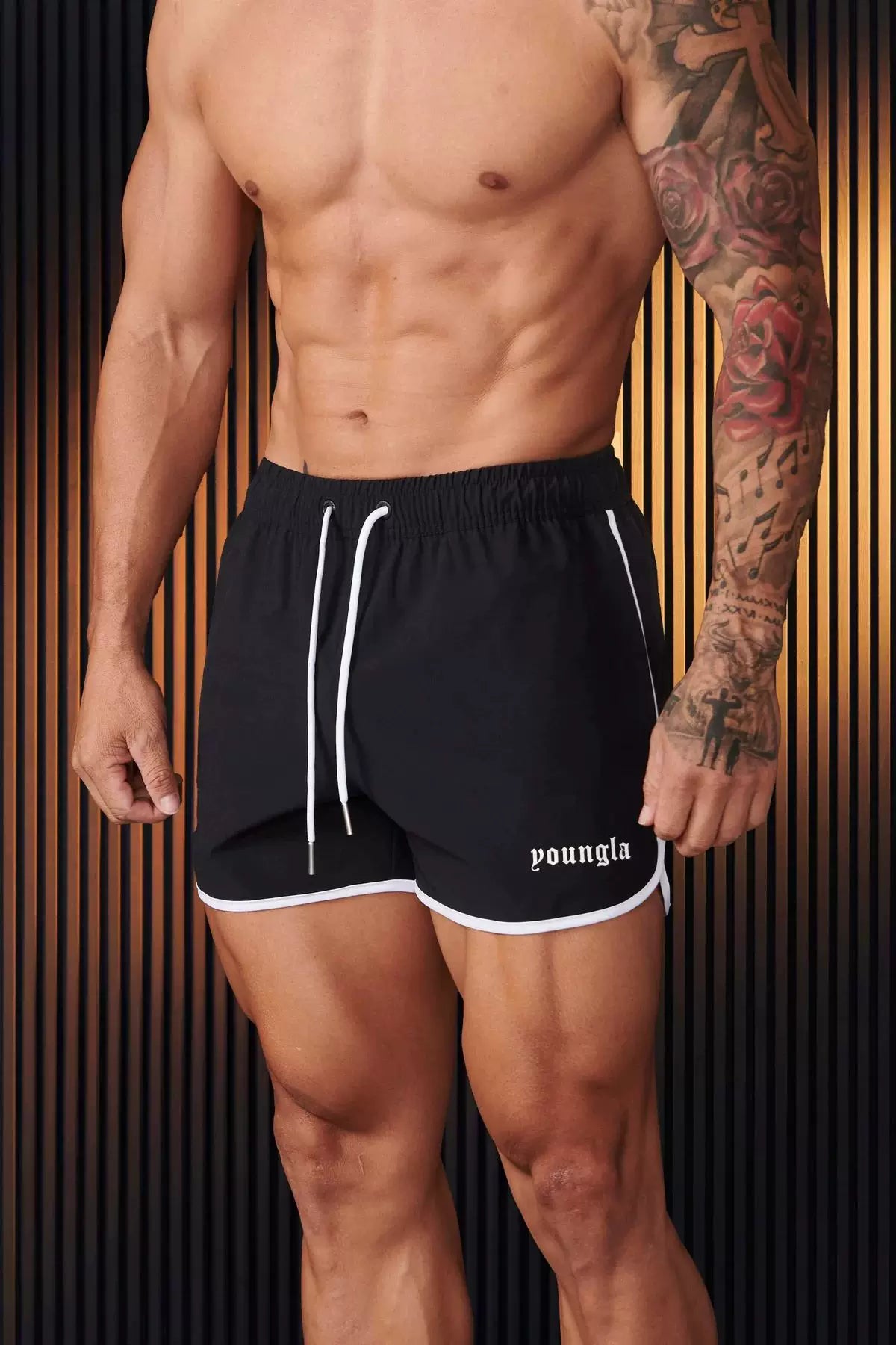 New American trendy brand YOUNG LA fitness shorts for runners, quick drying breathable running basketball shorts for men