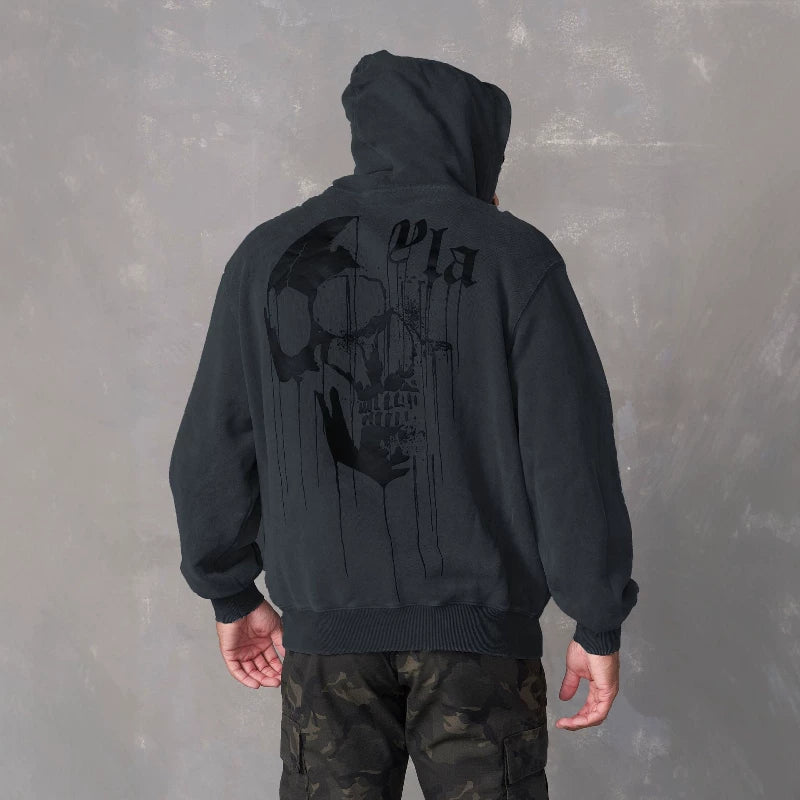 American trendy brand YOUNG LA sports hooded sweatshirt, skull head jogging men's casual fitness running top jacket