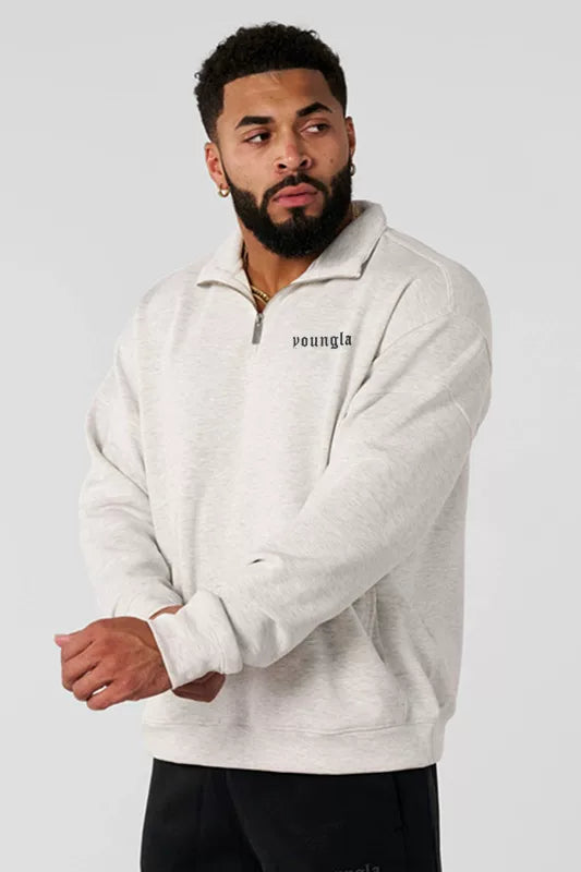 New Fitness American Trendy Brand YOUNG LA Zipper Sports Stand up Hoodie Running Long Sleeve Casual Coat Top