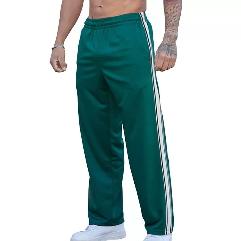European and American trendy brand Youngla pants color blocked sports fitness straight leg pants men's striped sweatpants cross-border foreign trade