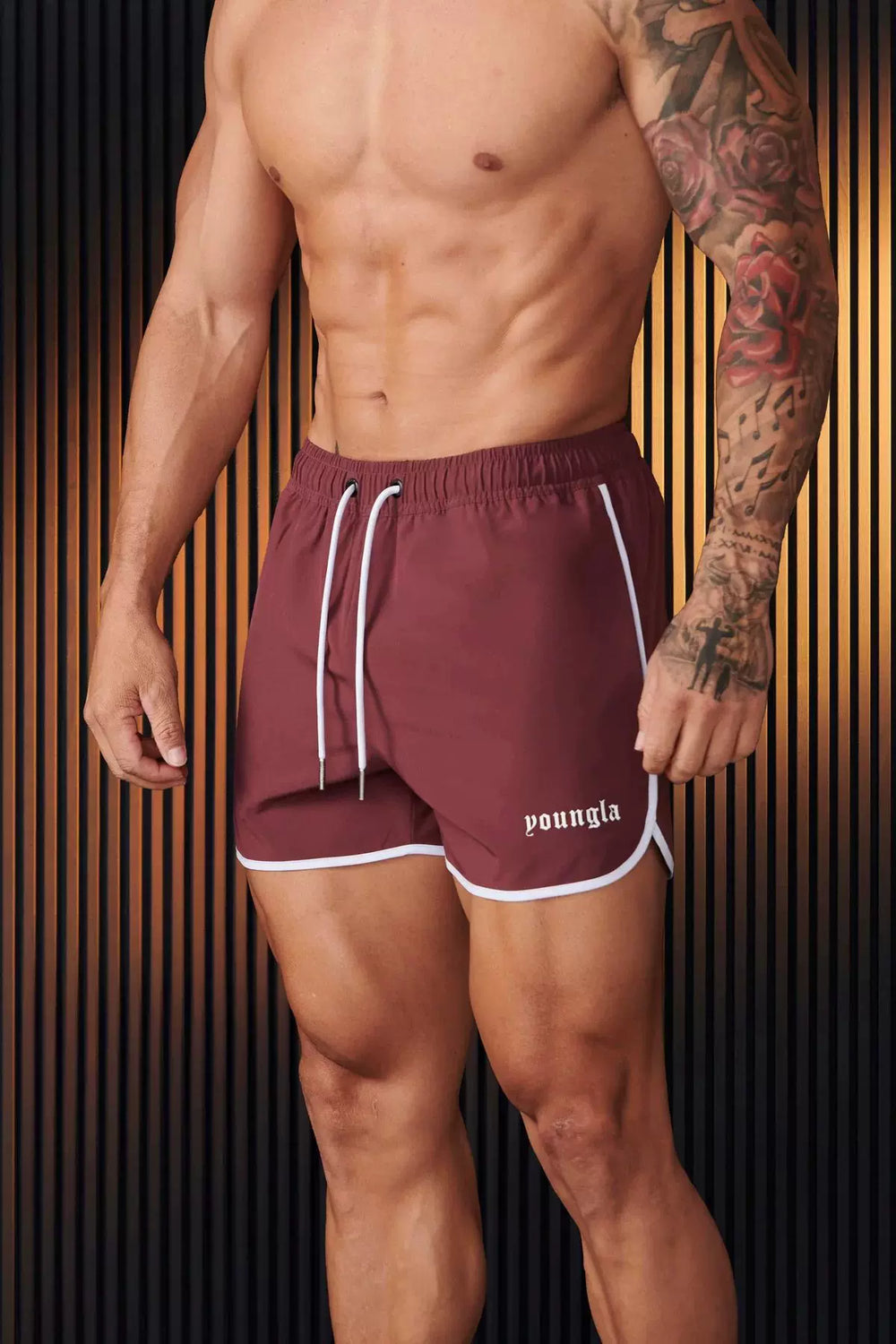 New American trendy brand YOUNG LA fitness shorts for runners, quick drying breathable running basketball shorts for men