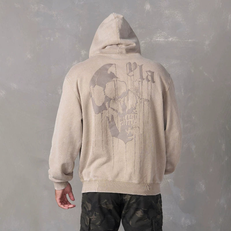 American trendy brand YOUNG LA sports hooded sweatshirt, skull head jogging men's casual fitness running top jacket