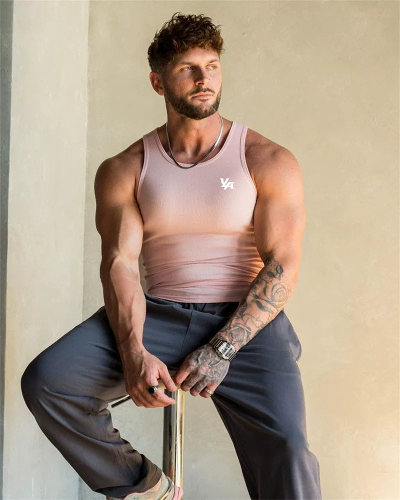 European and American trendy brand YOUNG LA new knitted ice silk ribbed sports fitness vest, running basketball training top