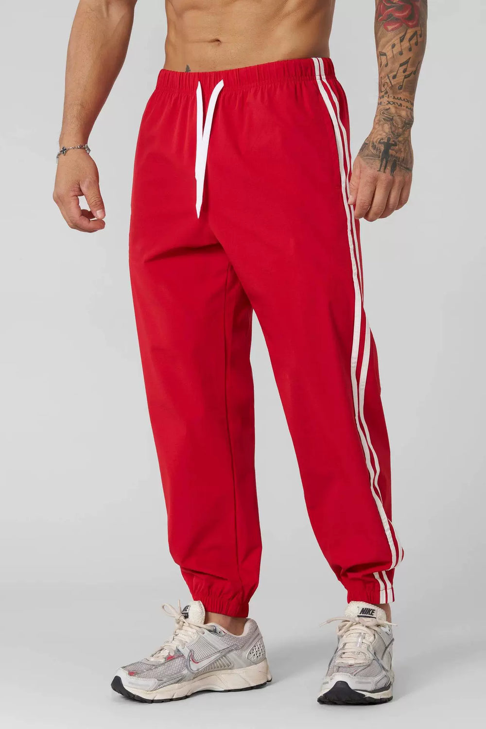 American trend YONGLA striped sports pants for fitness training, quick drying, breathable, elastic, casual pants for men, foreign trade