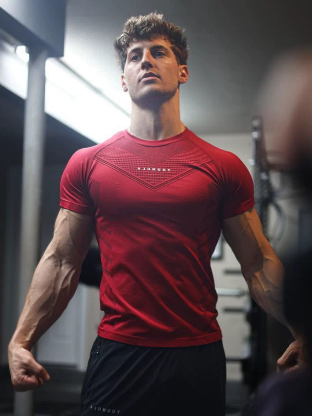 European and American trendy brand Youngla fitness clothes, sports t-shirts, high elasticity training muscle tight fitting clothes, men's short sleeves, cross-border foreign trade