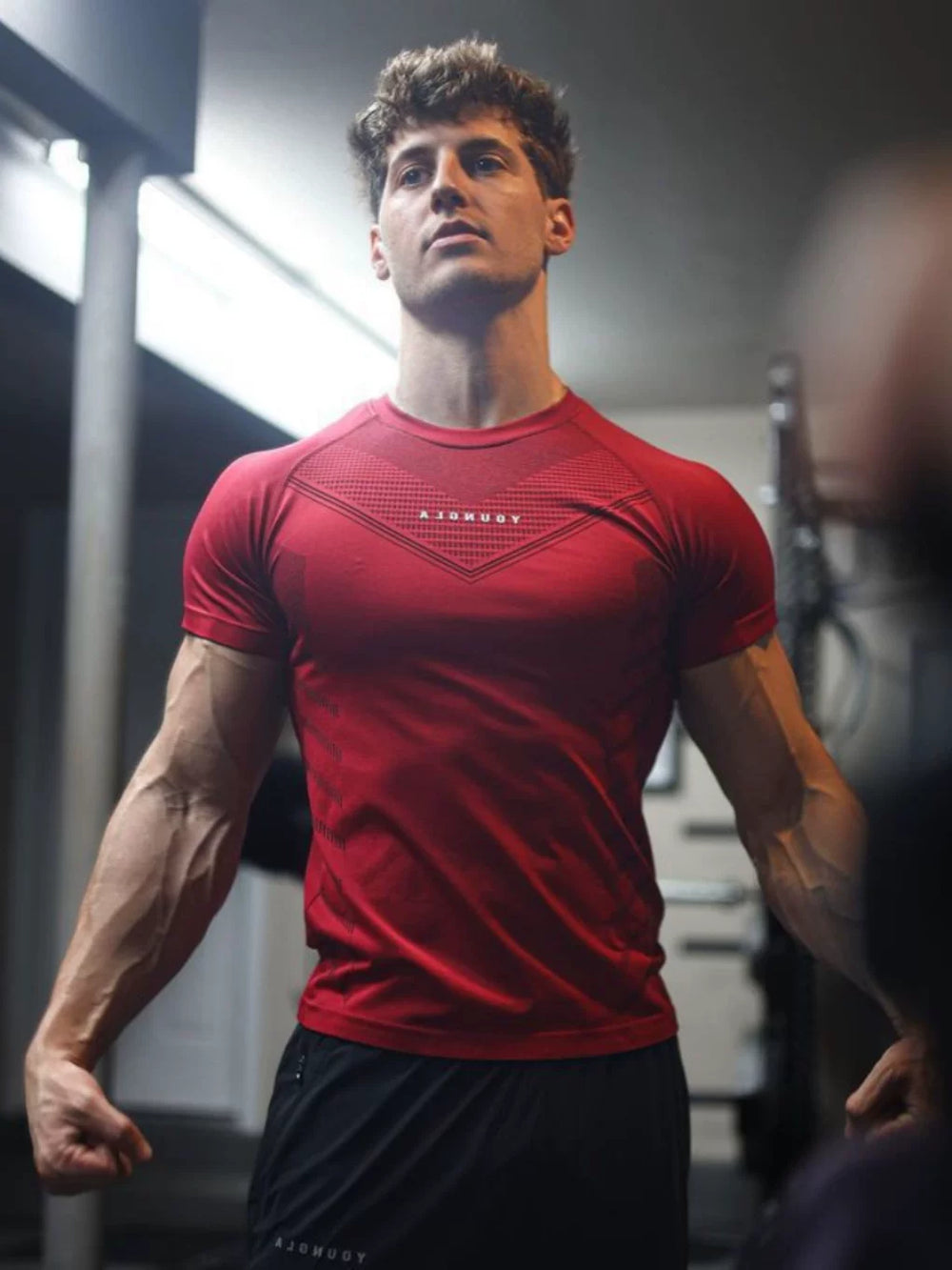 European and American trendy brand Youngla fitness clothes, sports t-shirts, high elasticity training muscle tight fitting clothes, men's short sleeves, cross-border foreign trade