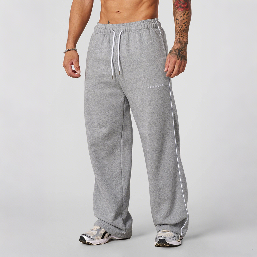 American fashion brand YOUNG LA sports pants for fitness runners, casual cotton training, embroidered wide leg pants, cross-border