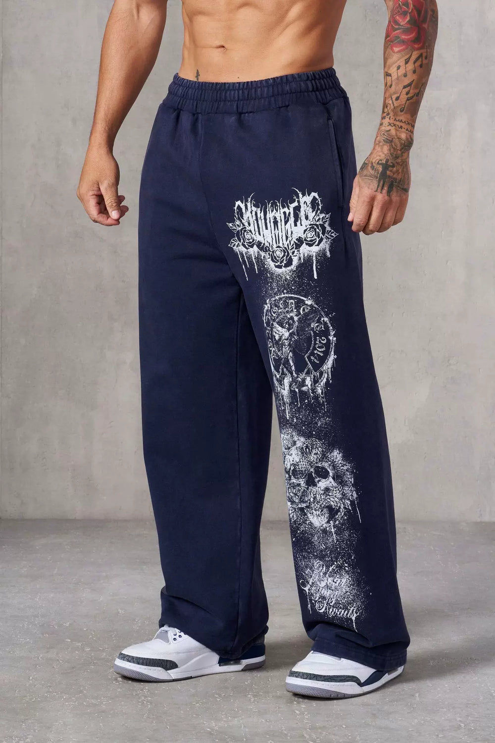 American trendy brand YOONGLA fitness training pants for European and American runners, loose straight leg printed casual pants