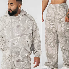 Autumn and winter new camouflage YoungLa sports suit fitness hoodie men's running casual top set cross-border foreign trade
