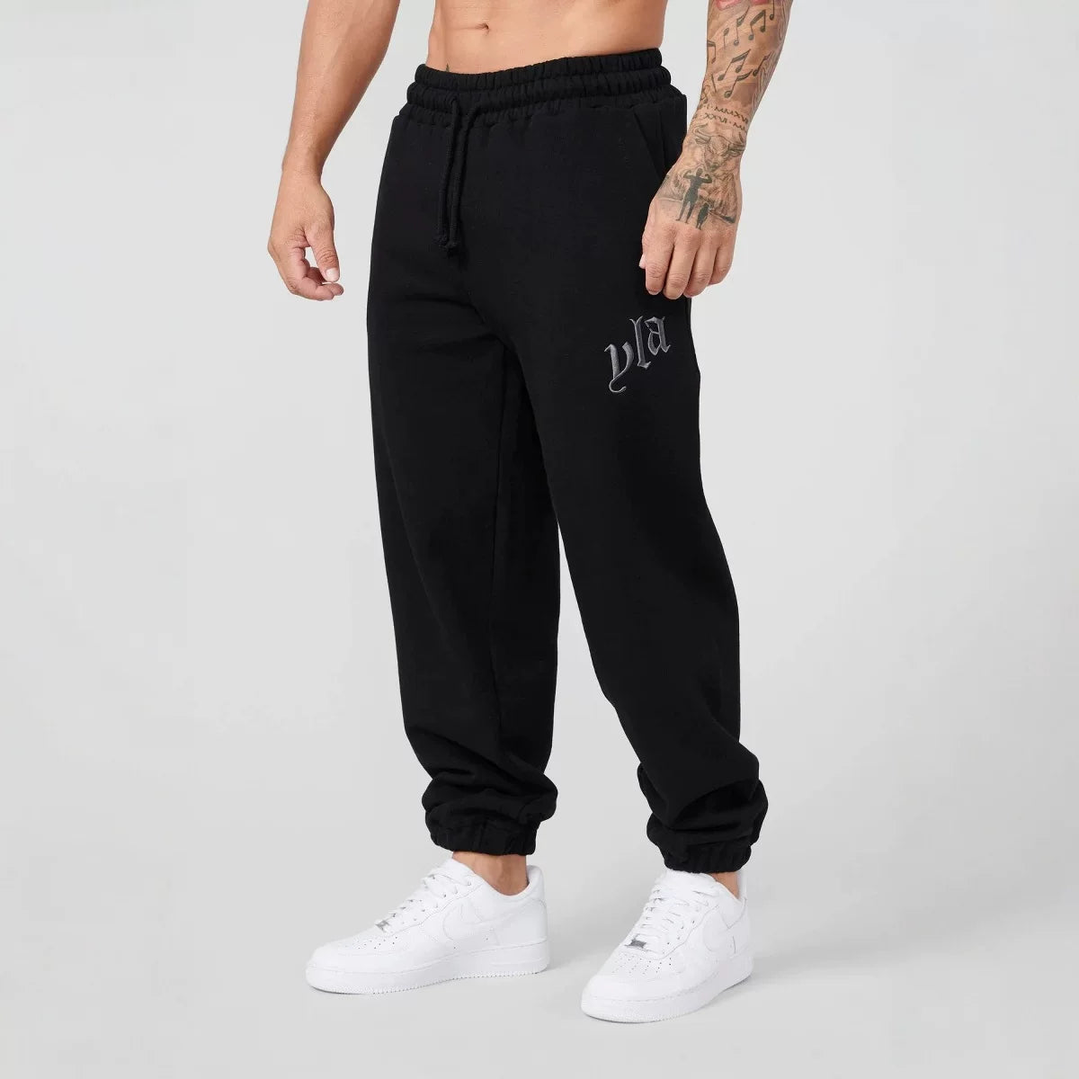 Autumn and winter new YoungLa men's jogging pants, heavyweight looped embroidery pants, fitness binding pants, sanitary pants