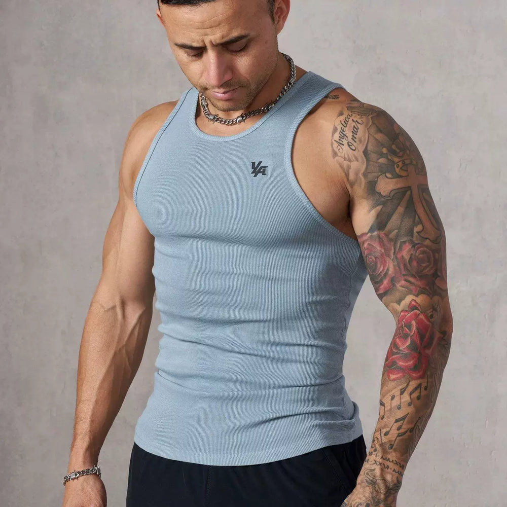 European and American trendy brand YOUNG LA new knitted ice silk ribbed sports fitness vest, running basketball training top
