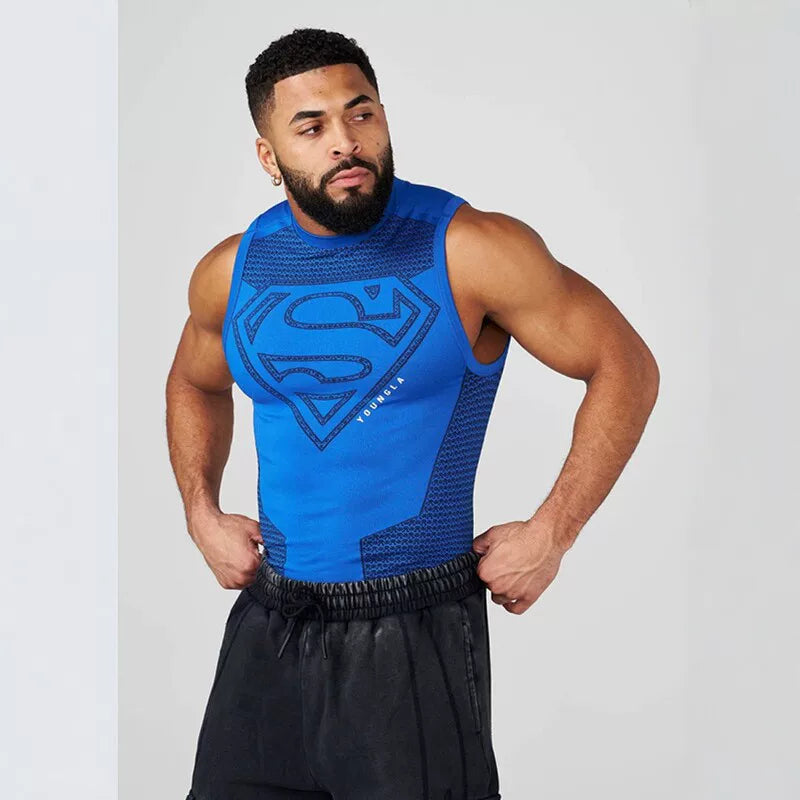 American fashion brand sports fitness YONGLA elastic vest tight fitting clothes men's high elasticity training fitness top vest