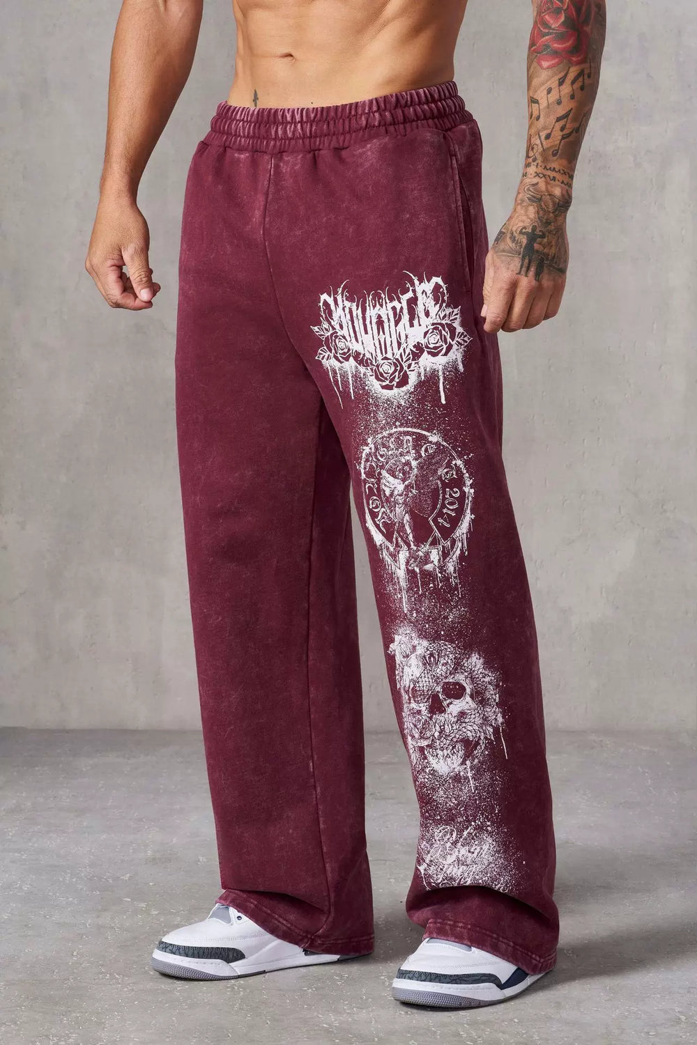 American trendy brand YOONGLA fitness training pants for European and American runners, loose straight leg printed casual pants