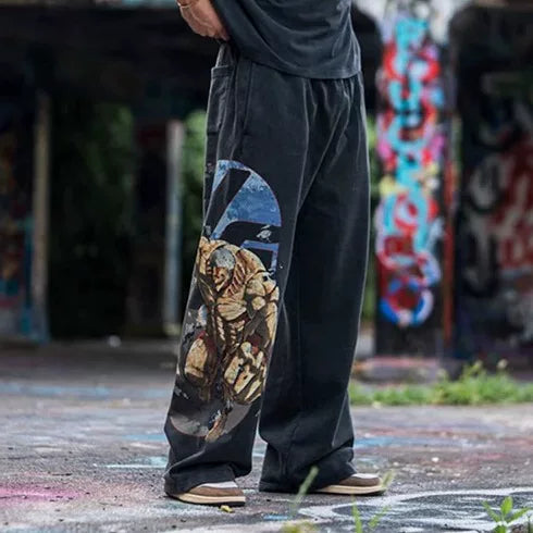 Spring and Autumn YoungLa pants American sports pants, fitness pants, cotton looped printed wide leg pants, cross-border foreign trade