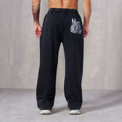 American trendy brand YOONGLA fitness training pants for European and American runners, loose straight leg printed casual pants