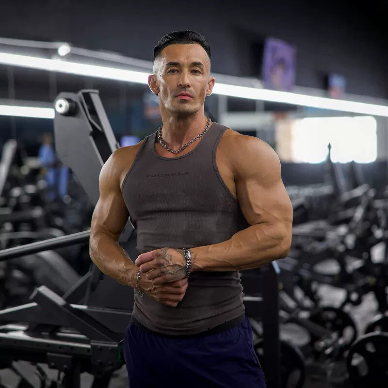 American trendy brand YOONGLA fitness vest for runners, men's quick drying, breathable, elastic training sleeveless top