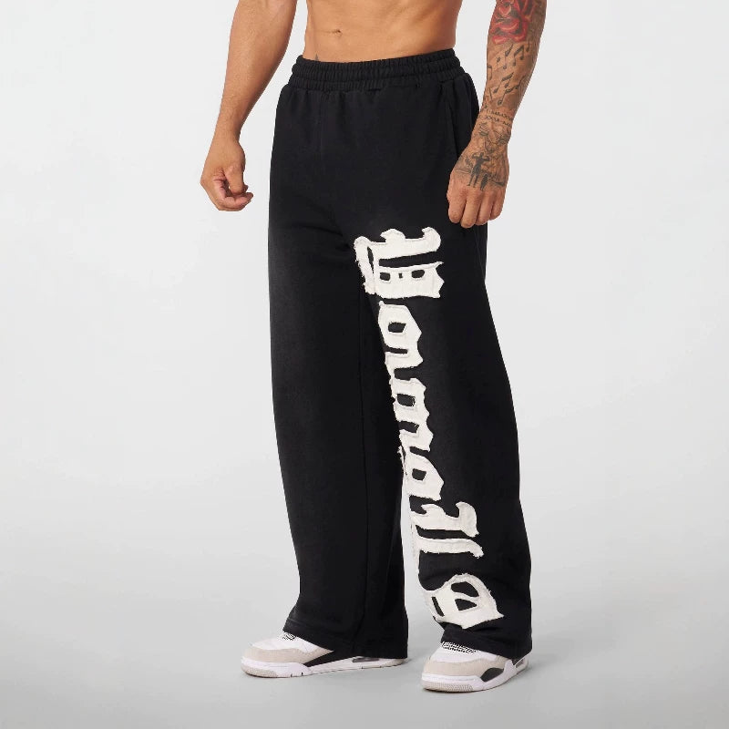 American fashion brand YOONGLA fitness training loose sports pants European and American embroidered straight leg pants Cross border foreign trade