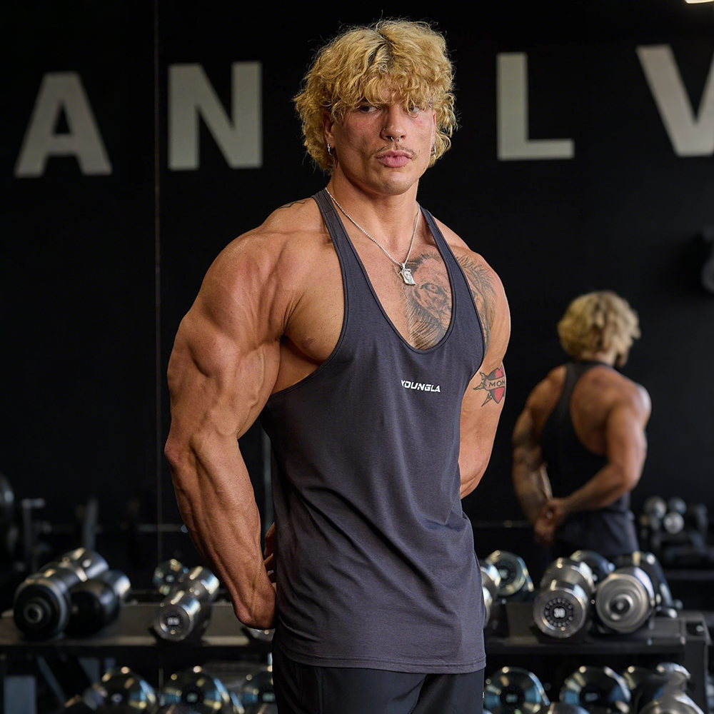 New American fashion brand YOUNG LA casual breathable iron tank top for running, sports, fitness training, sleeveless top
