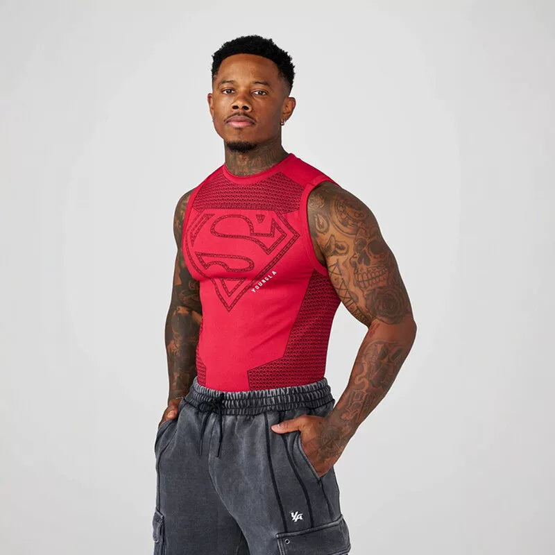 American fashion brand sports fitness YONGLA elastic vest tight fitting clothes men's high elasticity training fitness top vest