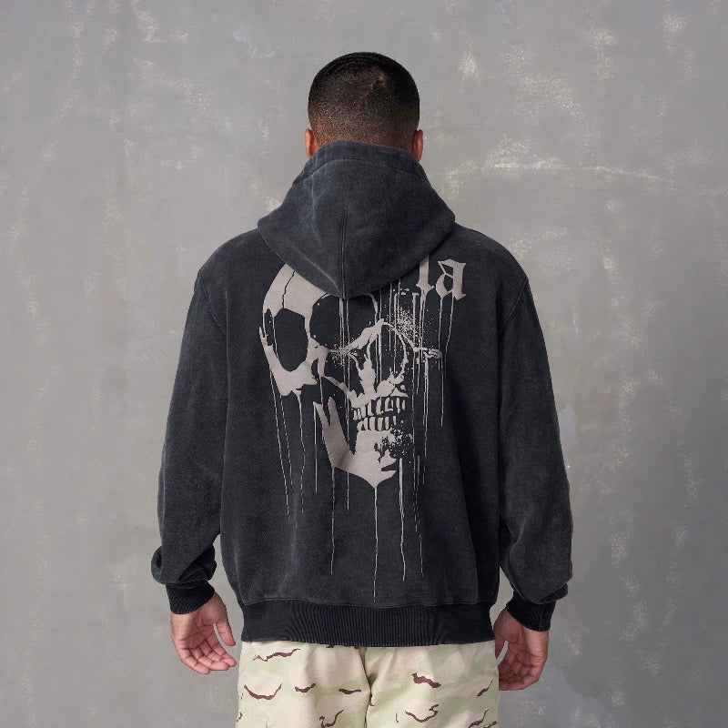 American trendy brand YOUNG LA sports hooded sweatshirt, skull head jogging men's casual fitness running top jacket